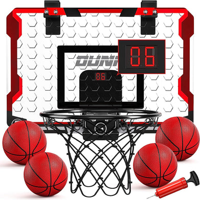 Indoor Basketball Hoop for Kids, Door Room Basketball Hoop,Mini Basketball Hoop with 4 Balls, Basketball Toys for 3 4 5 6 7 8 9 10 11 12 Year Old Boys