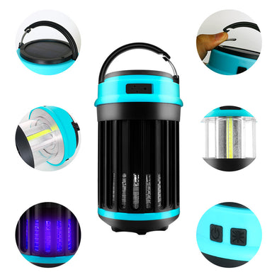 Solar LED Electric Shock Mosquito Killer Lamp Outdoor Waterproof USB Rechargeable Lighting Mosquito Trap - SportsGO