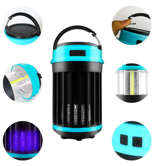 Solar LED Electric Shock Mosquito Killer Lamp Outdoor Waterproof USB Rechargeable Lighting Mosquito Trap - SportsGO