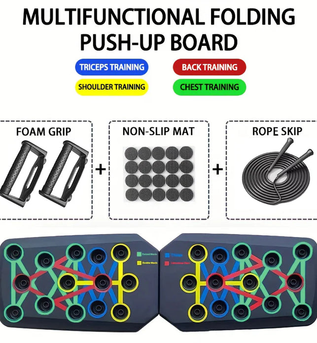 Portable Multifunctional Push-Up Board Set with Handles Foldable Fitness Equipment for Chest Abdomen Arms and Back Training