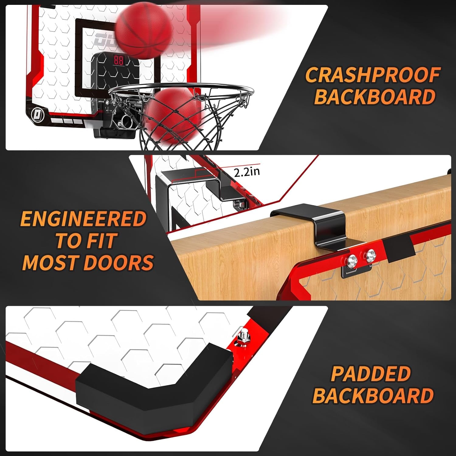 Indoor Basketball Hoop for Kids, Door Room Basketball Hoop,Mini Basketball Hoop with 4 Balls, Basketball Toys for 3 4 5 6 7 8 9 10 11 12 Year Old Boys