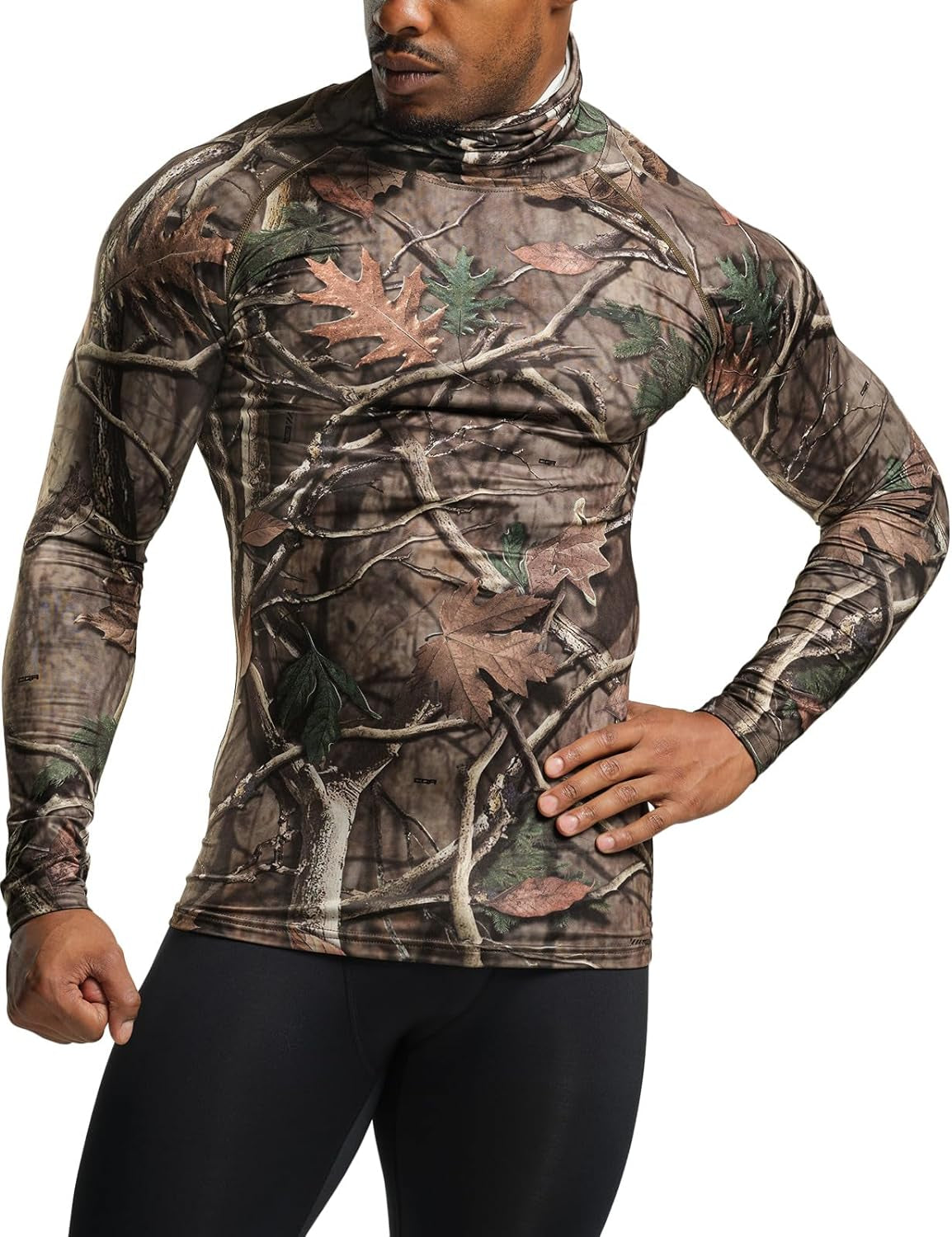 Men'S UPF 50+ Mock Long Sleeve Compression Shirts, Athletic Workout Shirt, Base Layer for Water Sports