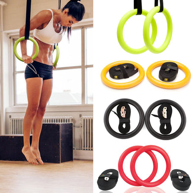 2Pcs High Quality Heavy Duty ABS Plastic 28mm Exercise Fitness Gymnastic Rings With Foam Handle Gym Exercise Crossfit Pull Ups A - SportsGO