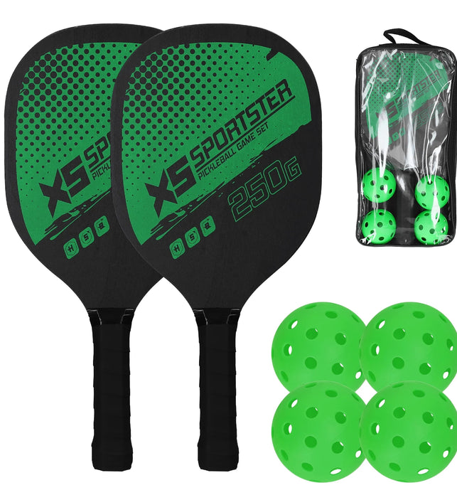 Pickleball Rackets Set Pickleball Paddle Set of 2 Rackets and 4 Pickleballs Balls Pickle-Ball Racquet with Balls Sports Accessory