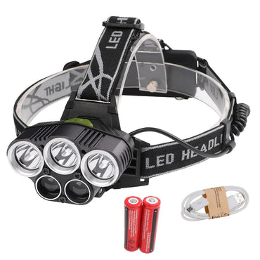 LED Headlamp 5 CREE XM-L T6 15000 lumens LED USB  Camping Hike Emergency Light - SportsGO
