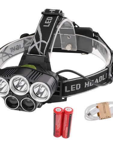 LED Headlamp 5 CREE XM-L T6 15000 lumens LED USB  Camping Hike Emergency Light - SportsGO