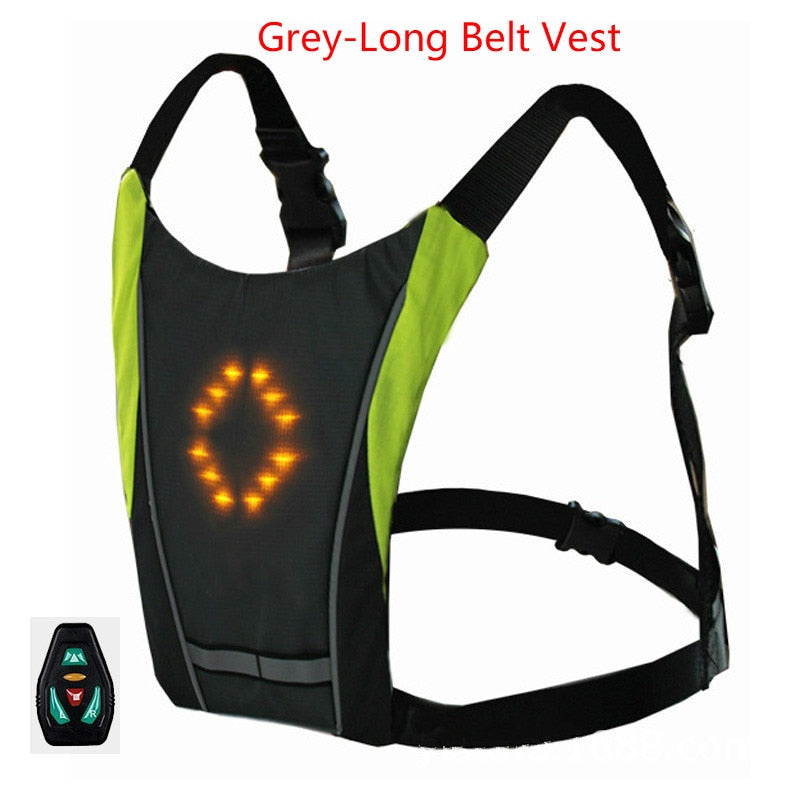 Cycling LED Signal Vest Bike Safety Wireless Turn Signal Light Riding Running Lighting Vest Safety Reflective Warning Vests - SportsGO