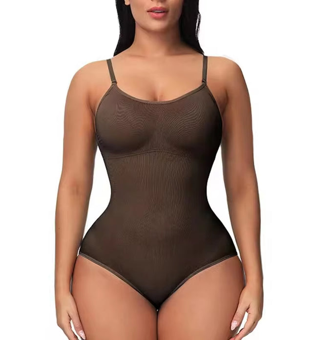 Super Sale V Neck Spaghetti Strap Bodysuit Compression Body Suits Open Crotch Shapewear Slimming Body Shaper Smooth Out Bodysuit