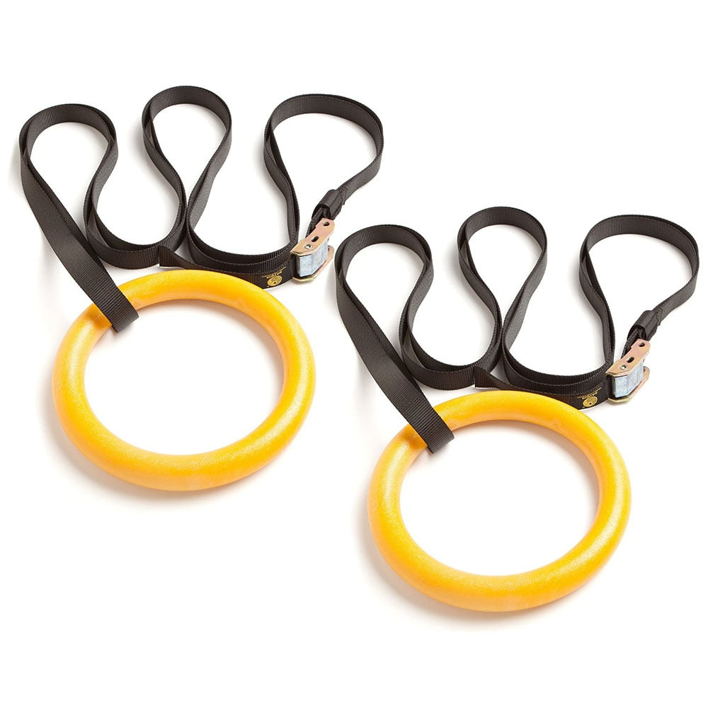 2Pcs High Quality Heavy Duty ABS Plastic 28mm Exercise Fitness Gymnastic Rings With Foam Handle Gym Exercise Crossfit Pull Ups A - SportsGO