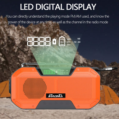 Outdoor Emergency Radio Bluetooth Speaker Solar Hand Flashlight Mobile Charging 5000 Mah Large Capacity - SportsGO