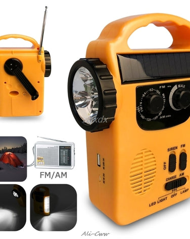 Outdoor Emergency Hand Crank Solar Dynamo AM/FM Radios Power Bank with LED Lamp - SportsGO