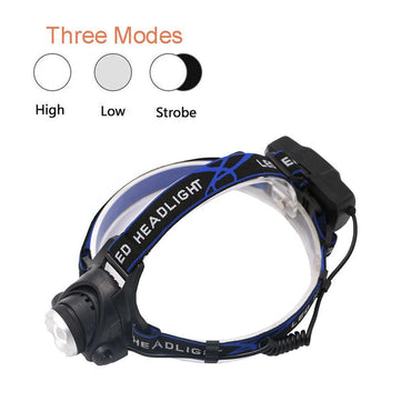 3800LM XM-L T6 LED Headlamp Zoomable Headlight Waterproof  Torch Flashlight - SportsGO