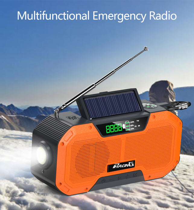 Outdoor Emergency Radio Bluetooth Speaker Solar Hand Flashlight Mobile Charging 5000 Mah Large Capacity - SportsGO