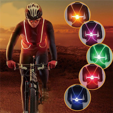 360 Reflective LED Flash Driving Vest High Visibility Night Running Cycling Riding Outdoor Activities Light Up Safety Bike Vest - SportsGO