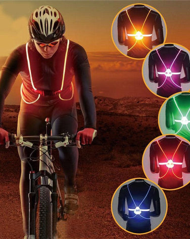 360 Reflective LED Flash Driving Vest High Visibility Night Running Cycling Riding Outdoor Activities Light Up Safety Bike Vest - SportsGO