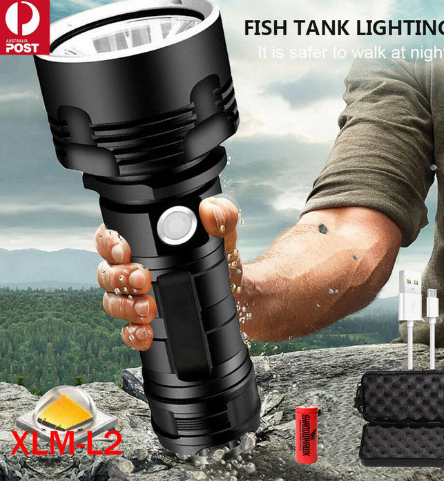 New P50 Strong Light Fixed Focus Flashlight Power Display USB Charging Outdoor Lighting Strong Light Flashlight - SportsGO