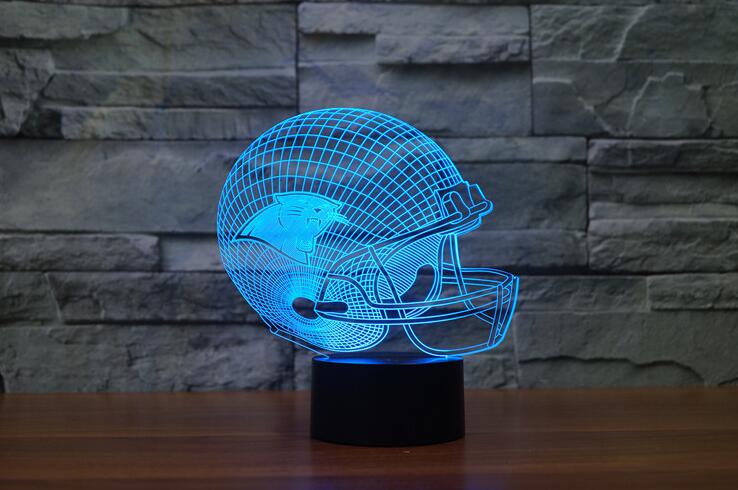 Carolina Panthers American Football cap helmet 3D LED Color Changing Decor Night Light by Touch Induction Control And AAA - SportsGO
