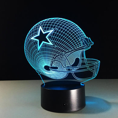 Football helmet Dallas Cowboys lamparas 3d led lamp 7 Colors Change acrylic USB LED Table Lamp Kids Gift Creative Night Lamp - SportsGO