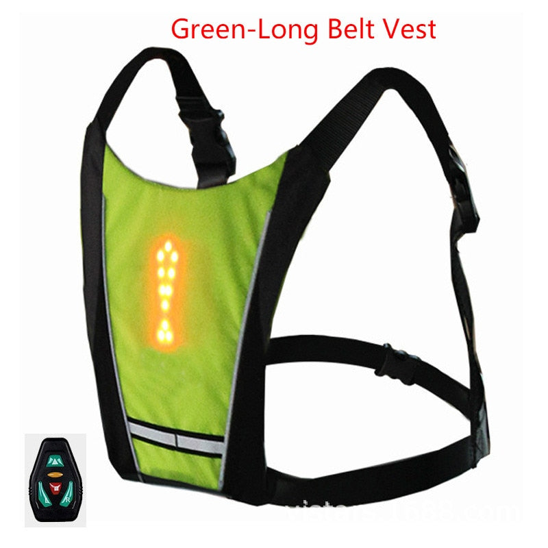 Cycling LED Signal Vest Bike Safety Wireless Turn Signal Light Riding Running Lighting Vest Safety Reflective Warning Vests - SportsGO