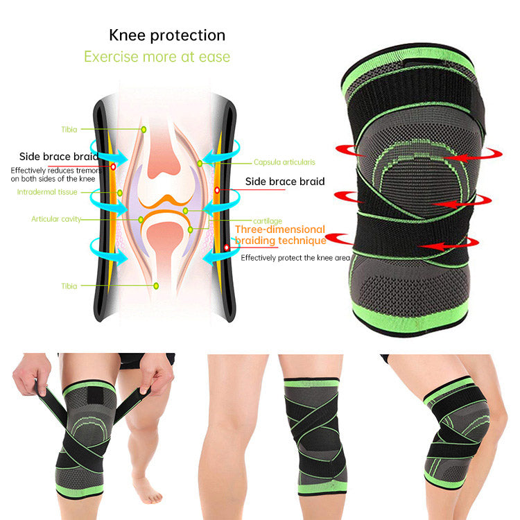 Sports Pressure Knee Pads Running and Cycling Basketball Straps Knee Pads Breathable Wrapping Knee Pads 3D Pressure Knee Pads - SportsGO