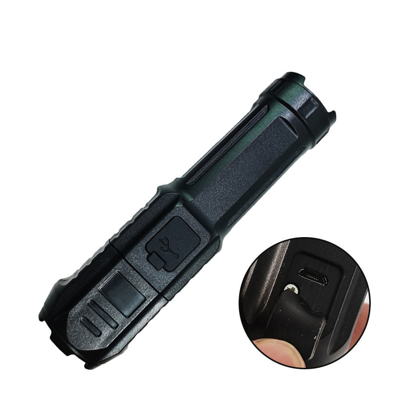 New Telescopic Zoom Glare Flashlight USB Charging Compact Portable Spotlight Long-Range Floodlight Outdoor Lighting - SportsGO