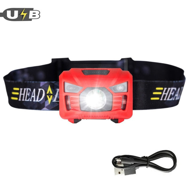 CREE 5W LED Body Motion Sensor Headlamp Mini Headlight Rechargeable Outdoor Camping Flashlight Head Torch Lamp With USB Charging - SportsGO
