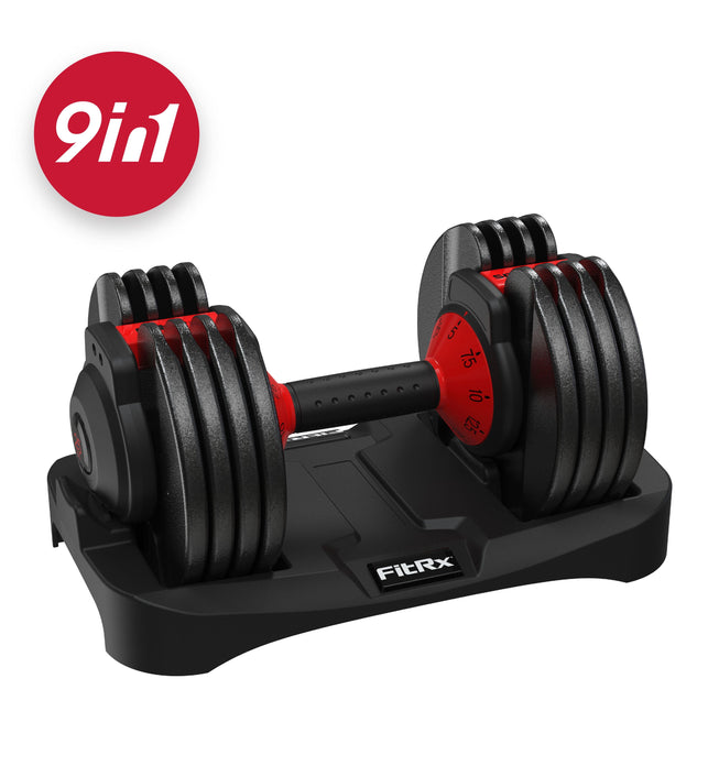 Smartbell, 25Lbs. Quick-Select 9 in 1 Adjustable Dumbbell for Home Gym, 5-25Lbs. Weight in 2.5Lbs Increments