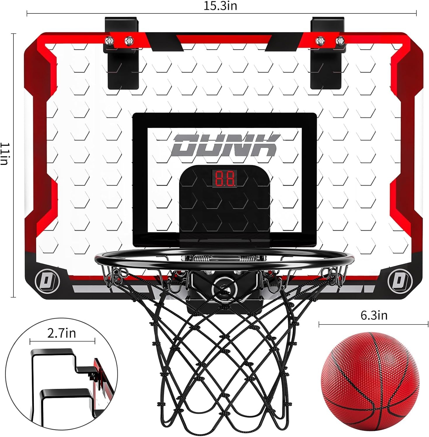 Indoor Basketball Hoop for Kids, Door Room Basketball Hoop,Mini Basketball Hoop with 4 Balls, Basketball Toys for 3 4 5 6 7 8 9 10 11 12 Year Old Boys