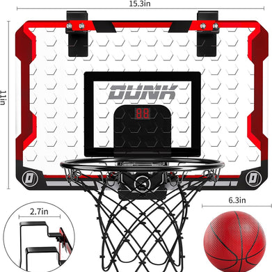 Indoor Basketball Hoop for Kids, Door Room Basketball Hoop,Mini Basketball Hoop with 4 Balls, Basketball Toys for 3 4 5 6 7 8 9 10 11 12 Year Old Boys