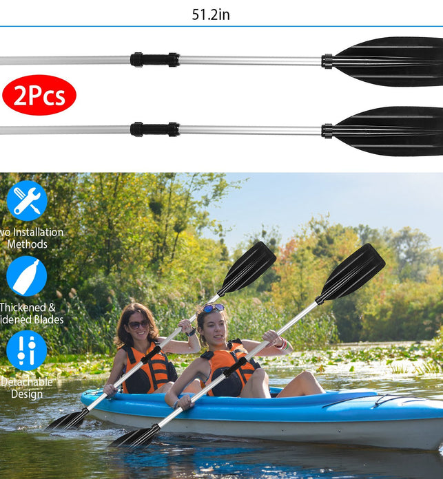 2Pcs Kayak Paddles Aluminum Alloy Detachable Canoe Paddle Boat Oars for Kayaking Boating Oar Fishing