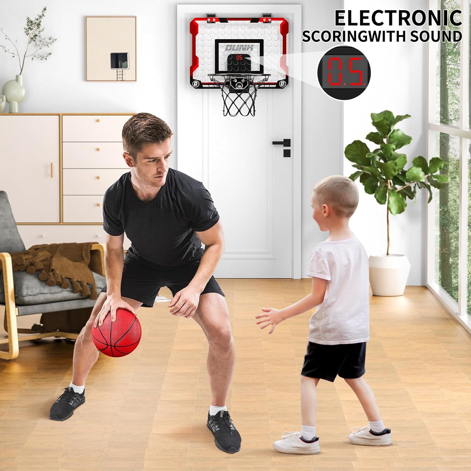 Indoor Basketball Hoop for Kids, Door Room Basketball Hoop,Mini Basketball Hoop with 4 Balls, Basketball Toys for 3 4 5 6 7 8 9 10 11 12 Year Old Boys