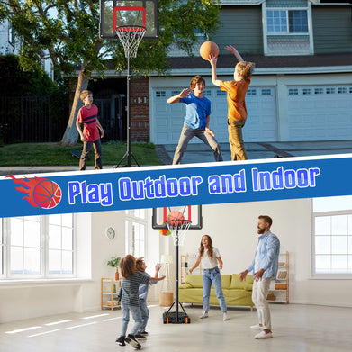 Portable Basketball Hoop Outdoor, 5Ft-7Ft Height Adjustable Basketball Goal System with Wheels for Kids Teenagers Youth Indoor Outdoor