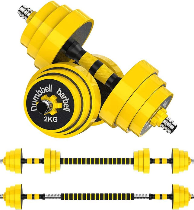 Adjustable Dumbbell Barbell, Free Weights 2-In-1 Dumbbell Barbell Set, Non-Slip Hand Dumbbell for Home, Gym, Office