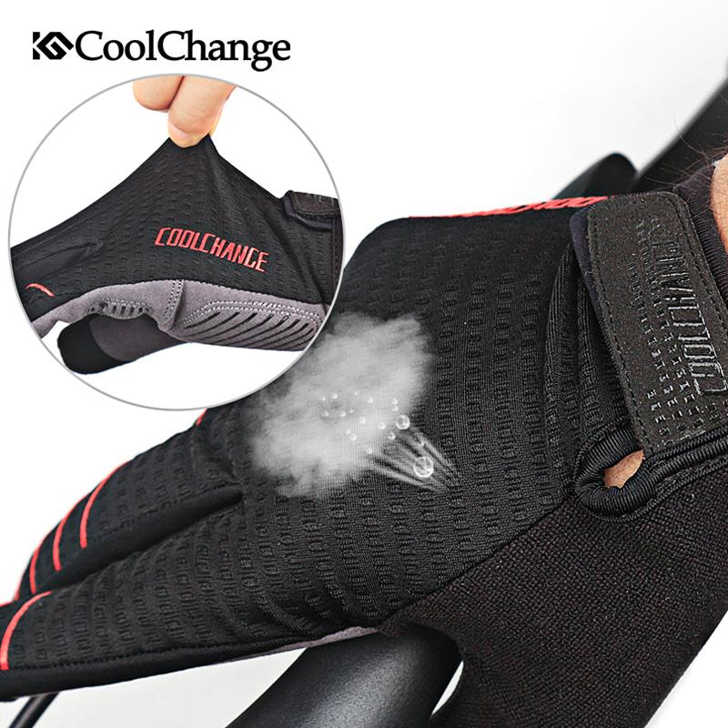 CoolChange Cycling Gloves Full Finger Sport Shockproof MTB Bike Touch Screen  Bicycle Sponge - SportsGO