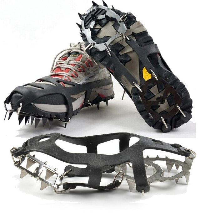 1 Pair 18 Teeth crampons Non-slip Ice Snow Climbing Anti-slip Shoe Covers Spike Cleats Crampons Anti-slip Overshoes M/L - SportsGO