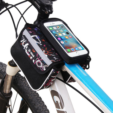 5.5 Inch Touch Screen Bicycle Bag Waterproof Front Top Tube Frame Cycling MTB Bike Bag Pannier Double Pouch - SportsGO