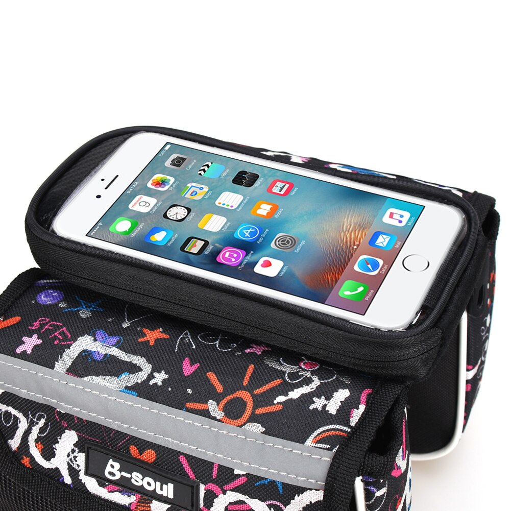 5.5 Inch Touch Screen Bicycle Bag Waterproof Front Top Tube Frame Cycling MTB Bike Bag Pannier Double Pouch - SportsGO