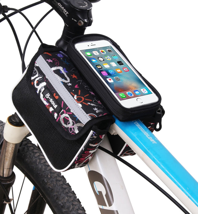 5.5 Inch Touch Screen Bicycle Bag Waterproof Front Top Tube Frame Cycling MTB Bike Bag Pannier Double Pouch - SportsGO