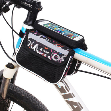 5.5 Inch Touch Screen Bicycle Bag Waterproof Front Top Tube Frame Cycling MTB Bike Bag Pannier Double Pouch - SportsGO