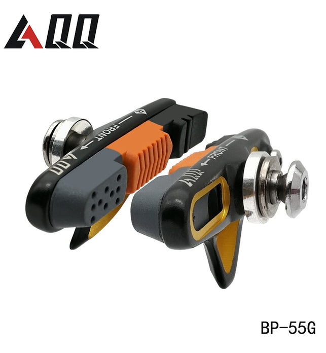 AQQ 1 Pair Road Bicycle Brake Pads Bicycle Braking V Brake Holder Shoes Rubber Blocks Durable Cycling Accessories - SportsGO