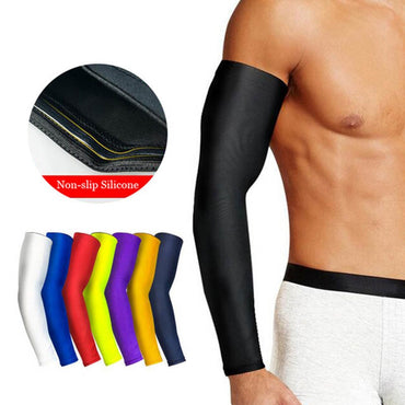 1Pcs Breathable Quick Dry UV Protection Running Arm Sleeves Basketball Elbow Pad Fitness Armguards Sports Cycling Arm Warmers - SportsGO