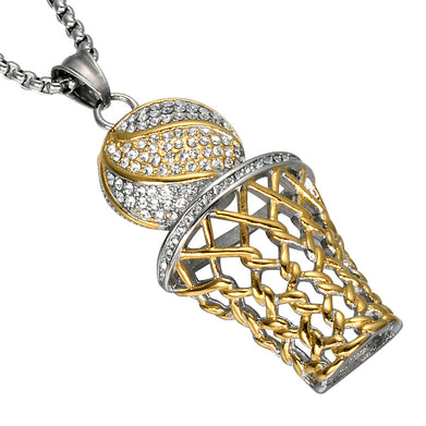 Rhinestone Basketball Pendants Necklaces - SportsGO