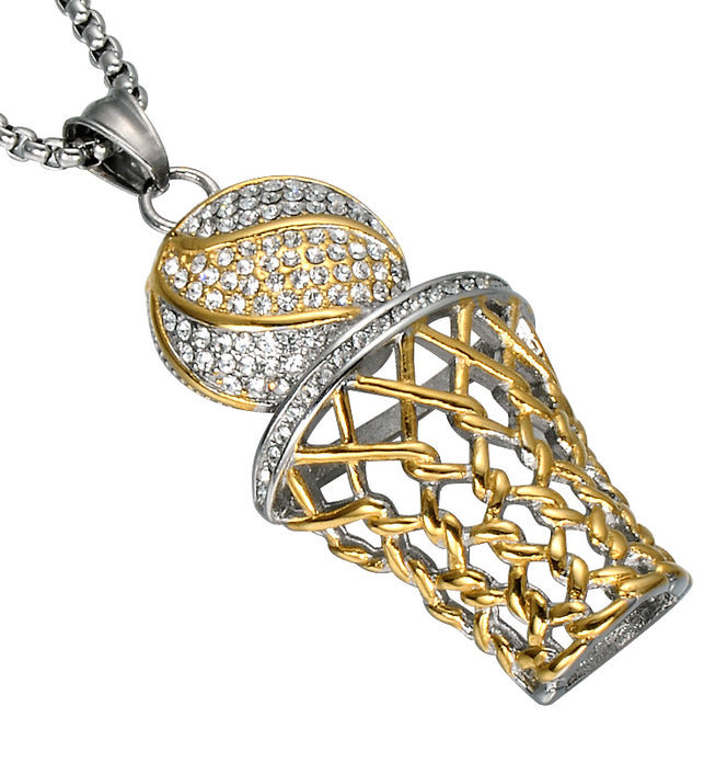 Rhinestone Basketball Pendants Necklaces - SportsGO