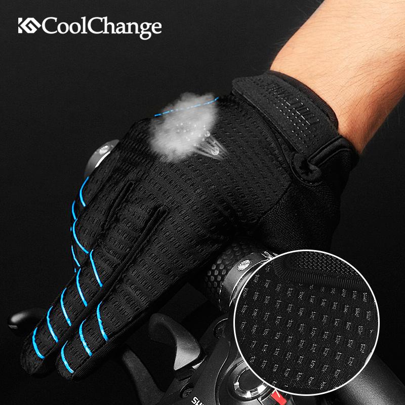 CoolChange Cycling Gloves Full Finger Sport Shockproof MTB Bike Touch Screen  Bicycle Sponge - SportsGO