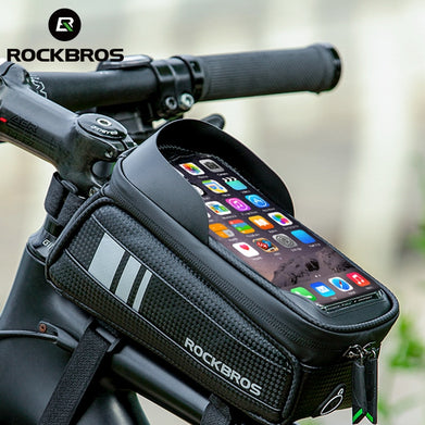 ROCKBROS Bicycle Bag Waterproof Touch Screen Cycling Bag Top Front Tube Frame MTB Road Bike Bag 6.5 Phone Case Bike Accessories - SportsGO