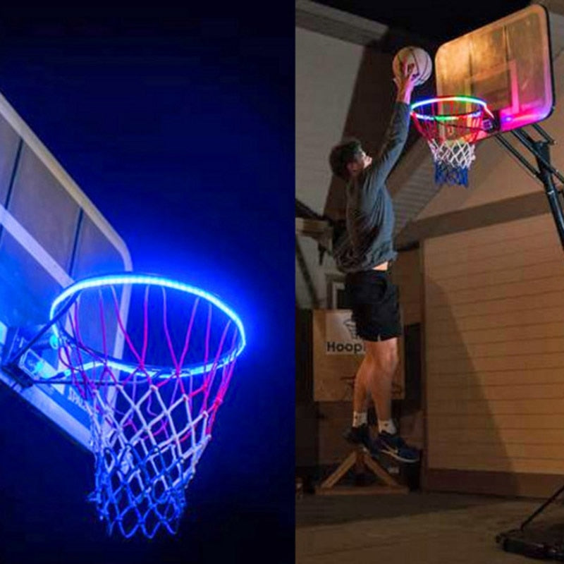 1 PCS LED Basketball Hoop Light Basketball Rim Changing  Induction Lamp Shoot Hoops Solar Light Playing At Night LED Strip Lamp - SportsGO