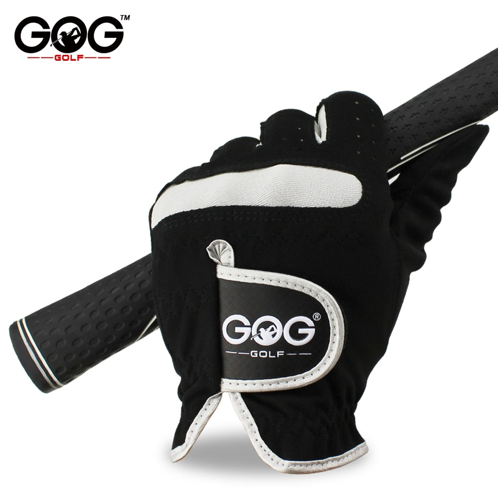 1 Pcs Men's Golf Glove Left Hand Right Hand Micro Soft Fiber Breathable Golf Gloves Men Color Black Brand GOG - SportsGO