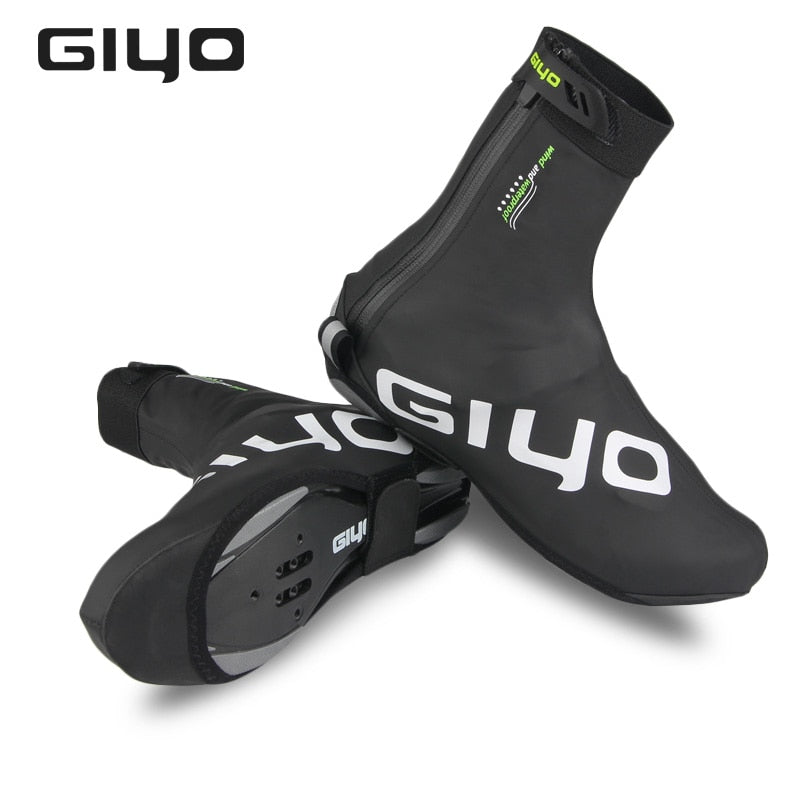 GIYO Waterproof Cycling Overshoes Bicycle Shoes Covers Bike Reflective Windproof MTB Road Winter Fleece Warm Bike Lock Protector - SportsGO