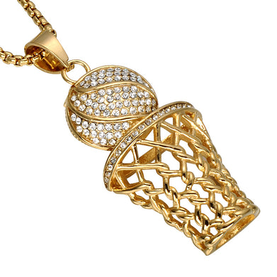 Rhinestone Basketball Pendants Necklaces - SportsGO