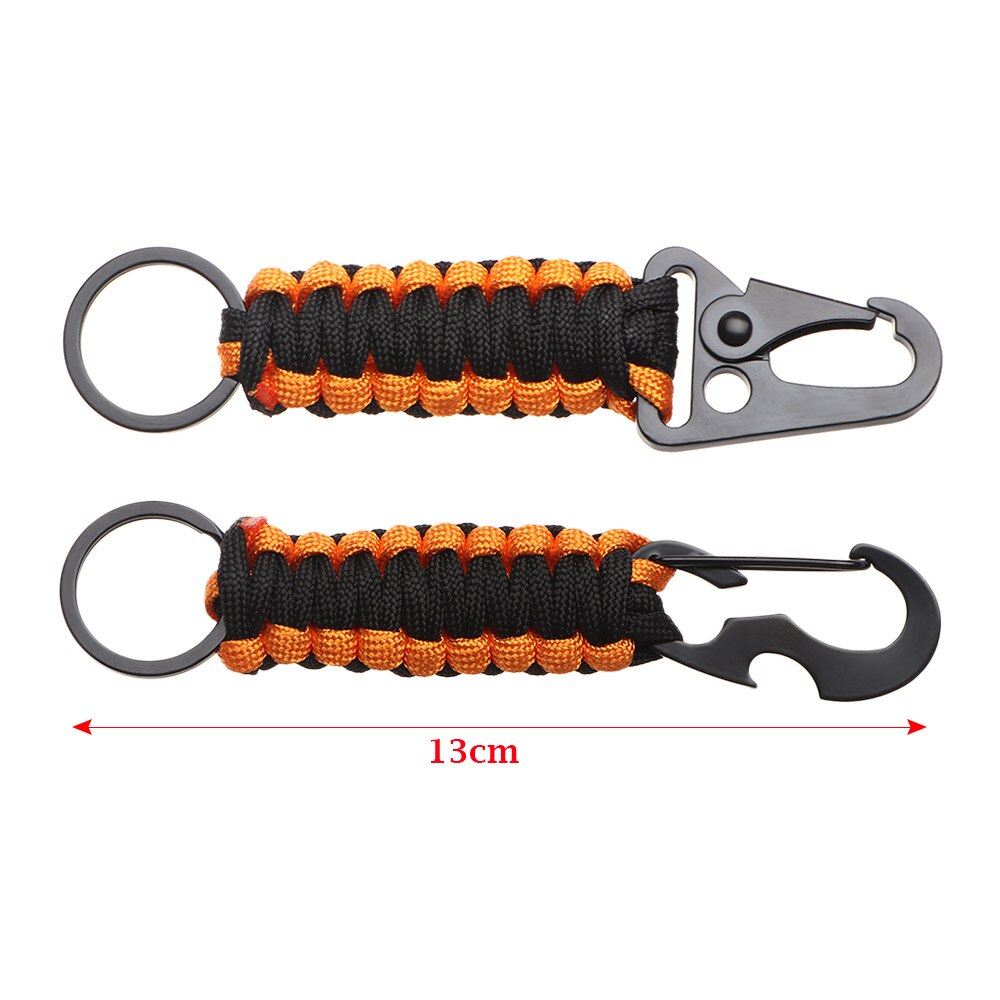 Outdoor Keychain Ring Camping Carabiner Military Paracord Cord Rope Camping Survival Kit Emergency Knot Bottle Opener Key Chain - SportsGO